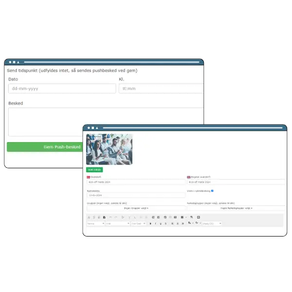 Kommunikationsmodul til beskeder og push-notifikationer
