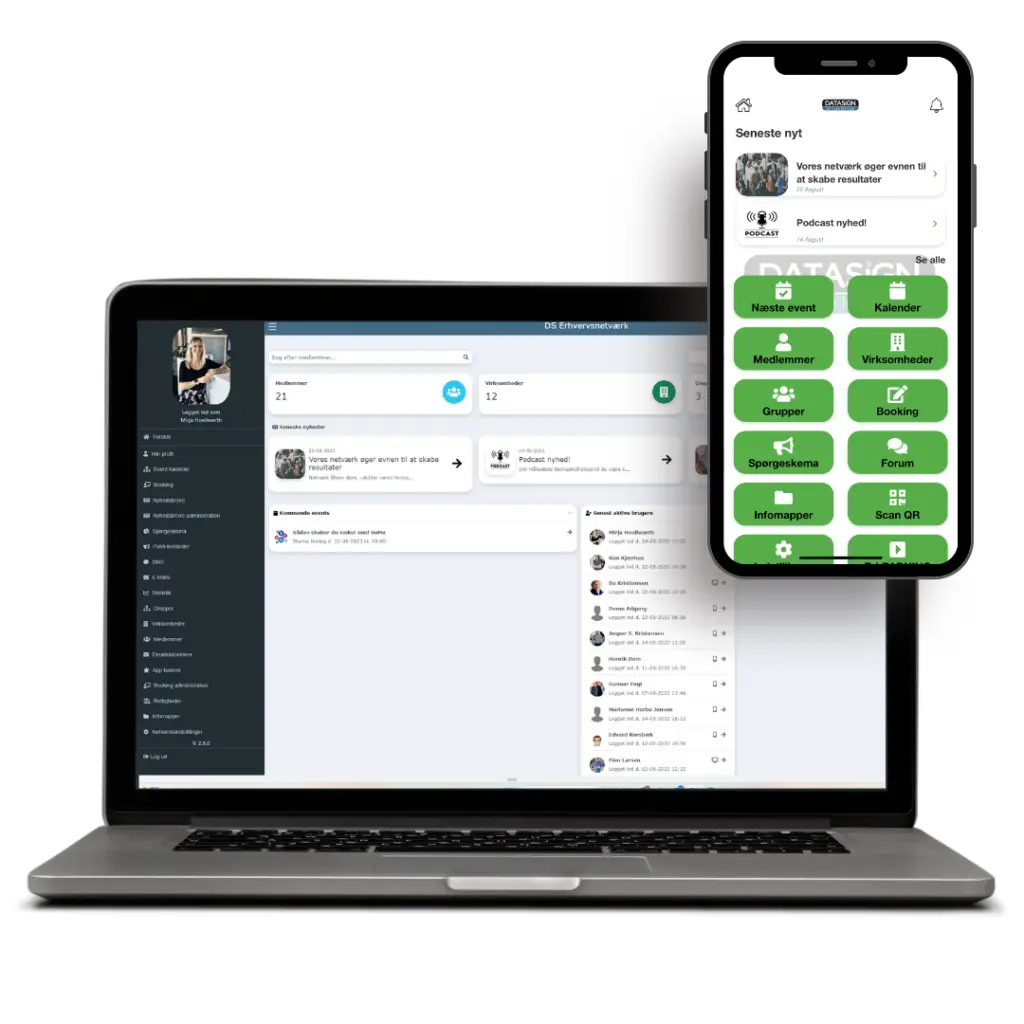 OfficeApp softwareløsning vist på computer og mobil